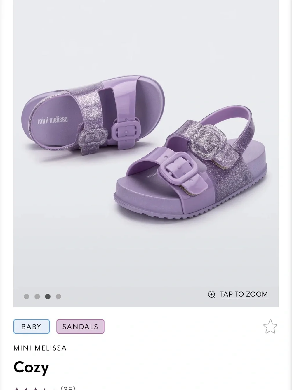 Mini Melissa Lilac Glitter Cozy Kids Sandals
